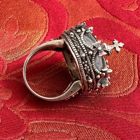 Large Showstopper Sterling Sculpted Royal Crown Ring - 20g - 925 Silver - Size 9 - Picture 2 of 10